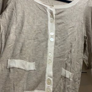 Beige and cream double button cardigan